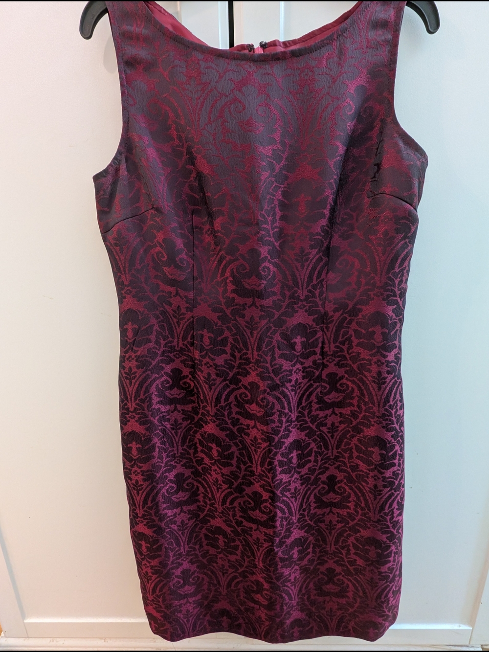 Anne Klein Burgundy Damask Midi Sheath Dress